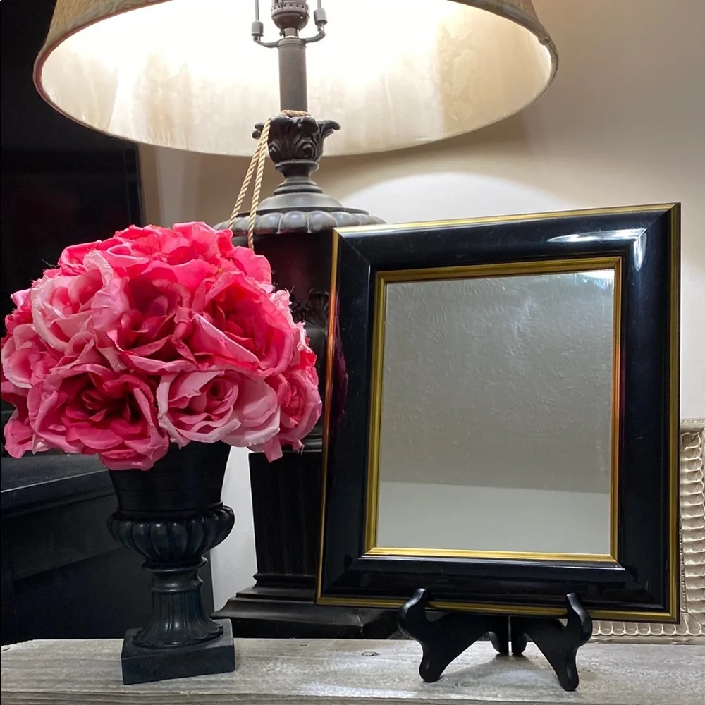 Elegant Custom Designer Black & Gold Framed Wall Mirror!